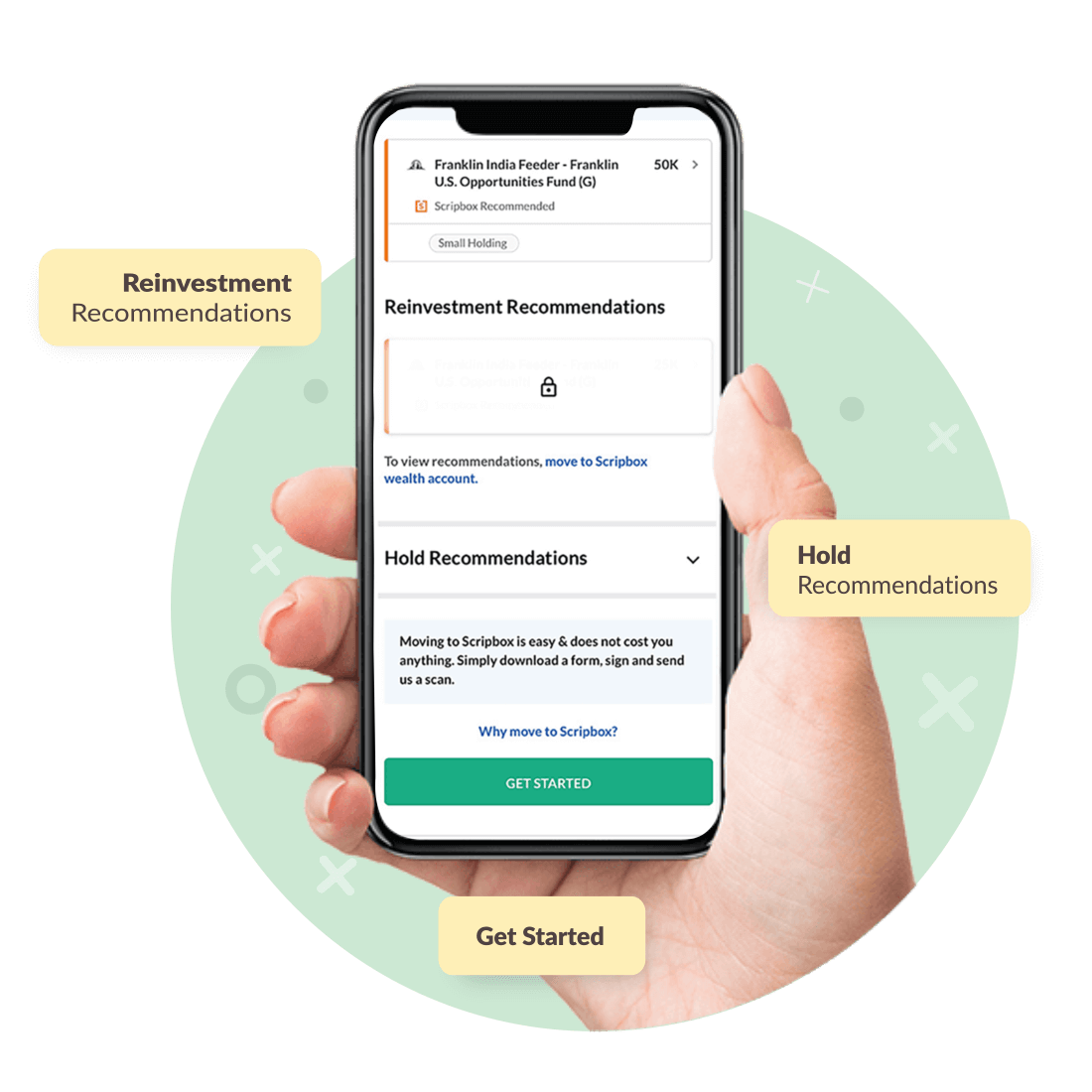 ECAS screen in Scripbox mobile app